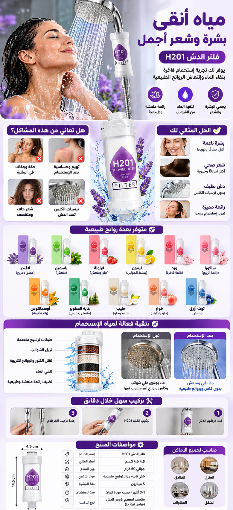 فلتر الدش H201 بفيتامين C